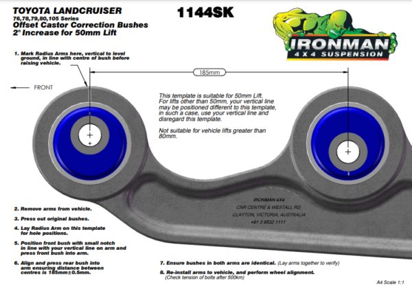 LC79 POLYURETHANE CASTER CORRECTION – 2° OFFSET