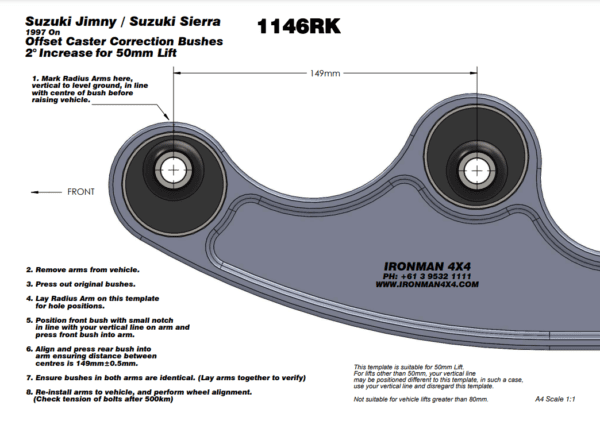 SUZUKI JIMNY GJ RUBBER CASTER CORRECTION – 2° OFFSET