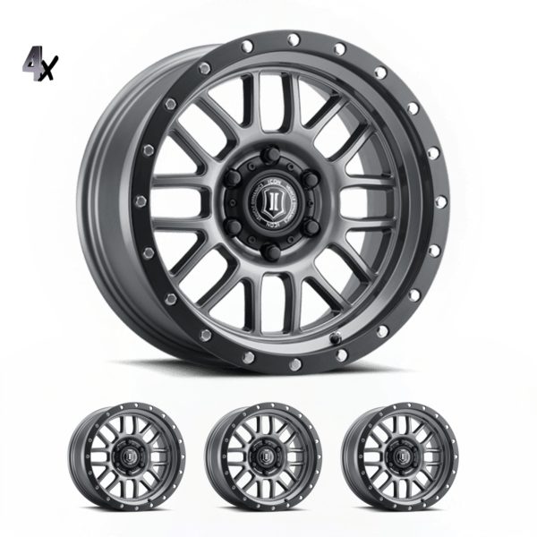 (17×8.50) 4x ALPHA GUNMETAL WITH BLACK RING 6×5.5″ (0 OFFSET)