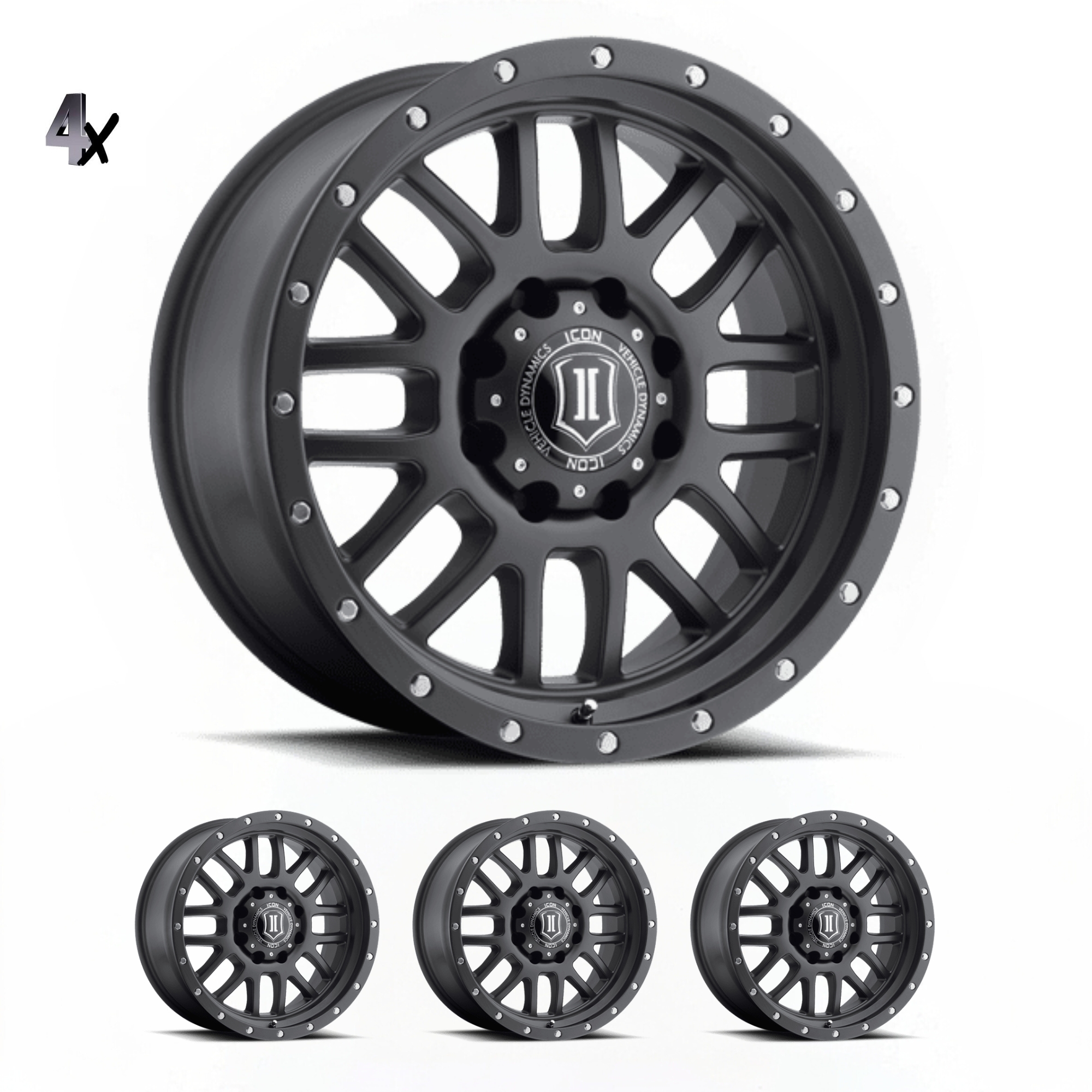 (17×8.50) 4x ALPHA BLACK WITH BLACK RING 6×5.5″ (0 OFFSET)