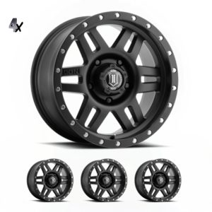LC100/LC200/LX470/LX570 (17×8.50) 4 x SATIN BLACK SIX SPEED 5×150 +25 Offset