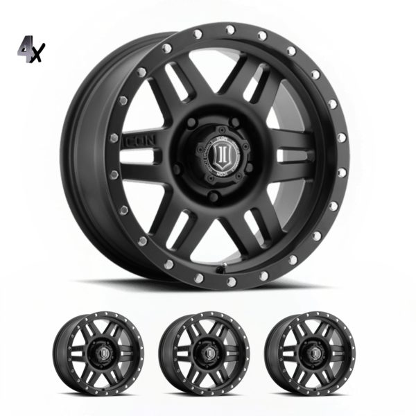 LC100/LC200/LX470/LX570 (17×8.50) 4 x SATIN BLACK SIX SPEED 5×150 +25 Offset