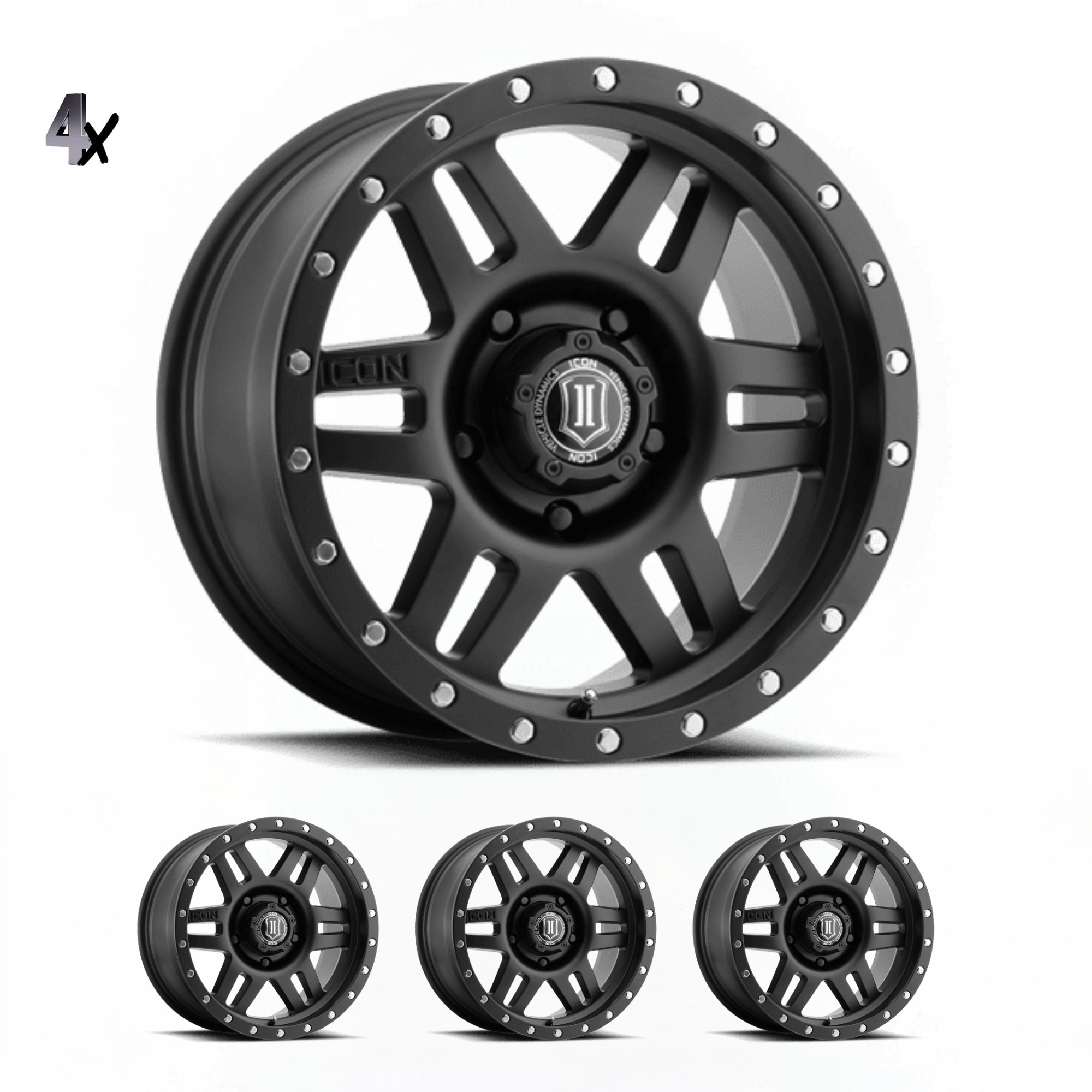 TUNDRA (17×8.50) 4 x SATIN BLACK SIX SPEED 5×150 +25 Offset