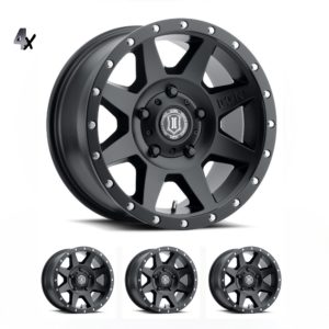 LC100/LC200/LX470/LX570 (17×8.50) 4 x REBOUND SATIN BLACK SIX SPEED 5×150 +25 Offset