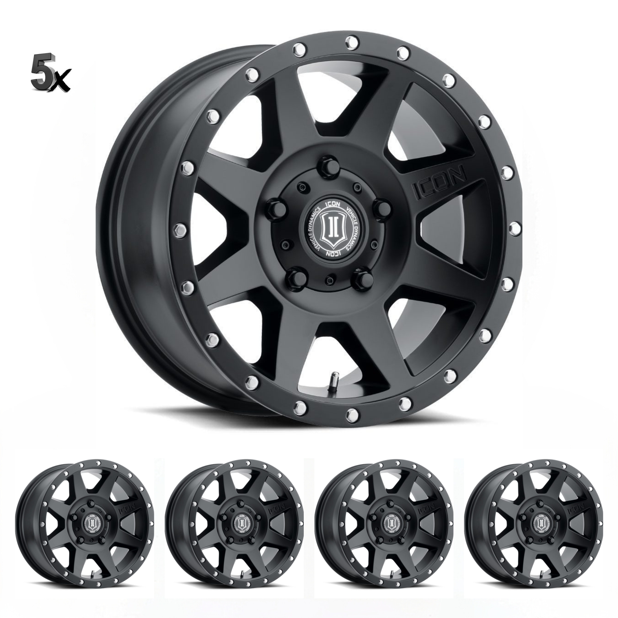 JK/JL/JT (17×8.50) 5 x REBOUND SATIN BLACK 5×5 -6 OFFSET