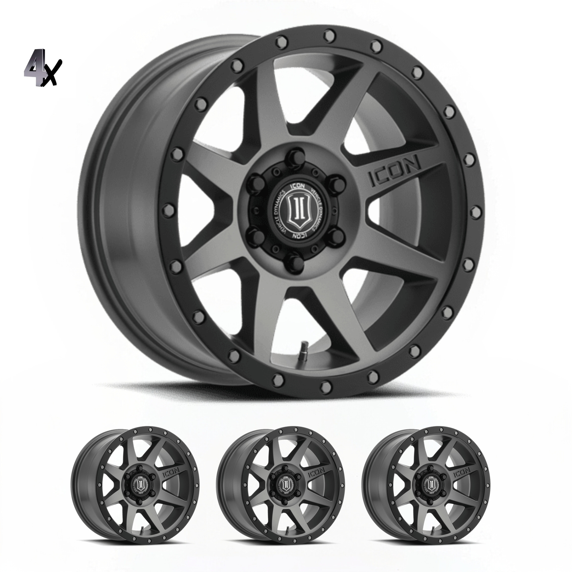 (17×8.50) 4x REBOUND TITANIUM 6×5.5″ (0 OFFSET)