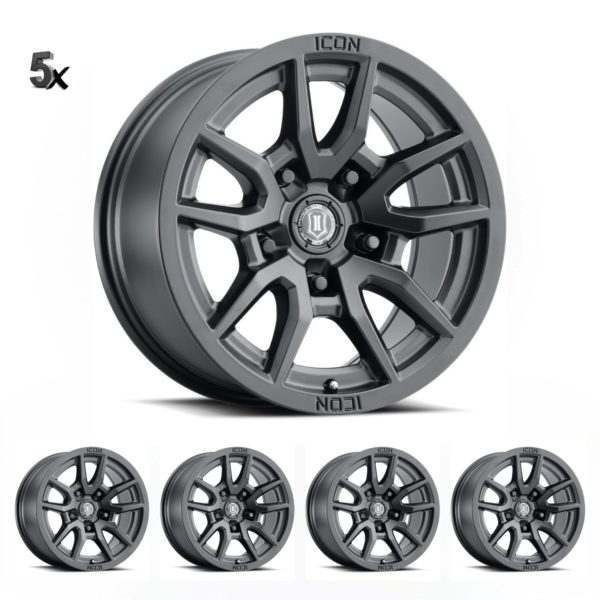 JK/JL/JT (17×8.50) 5 x VECTOR5 SATIN BLACK 5×5 -6 OFFSET