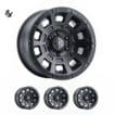 LC100/LC200/LX470/LX570 (17x8.50) 4 THRUST SATIN BLACK SIX SPEED 5x150 +25 Offset