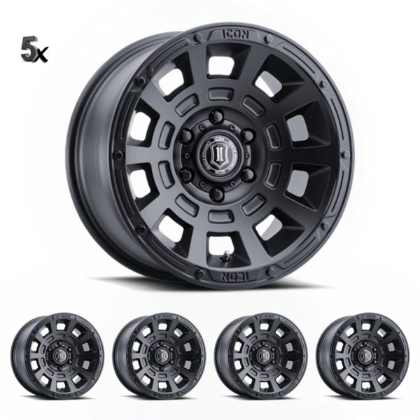 JK/JL/JT (17×8.50) 5 x THRUST SATIN BLACK 5×5 -6 OFFSET