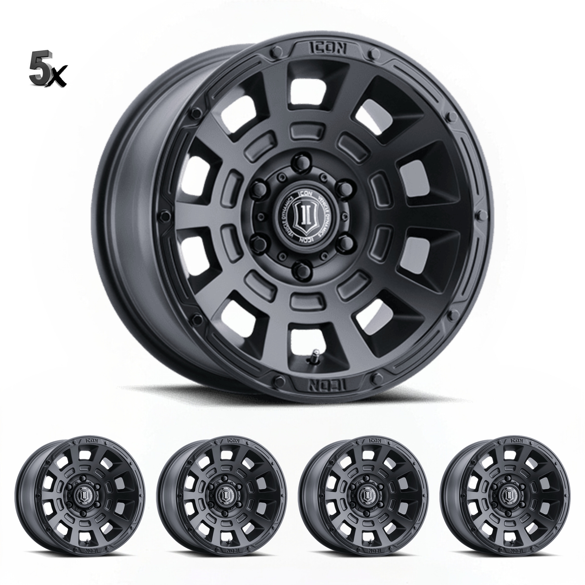 JK/JL/JT (17×8.50) 5 x THRUST SATIN BLACK 5×5 -6 OFFSET