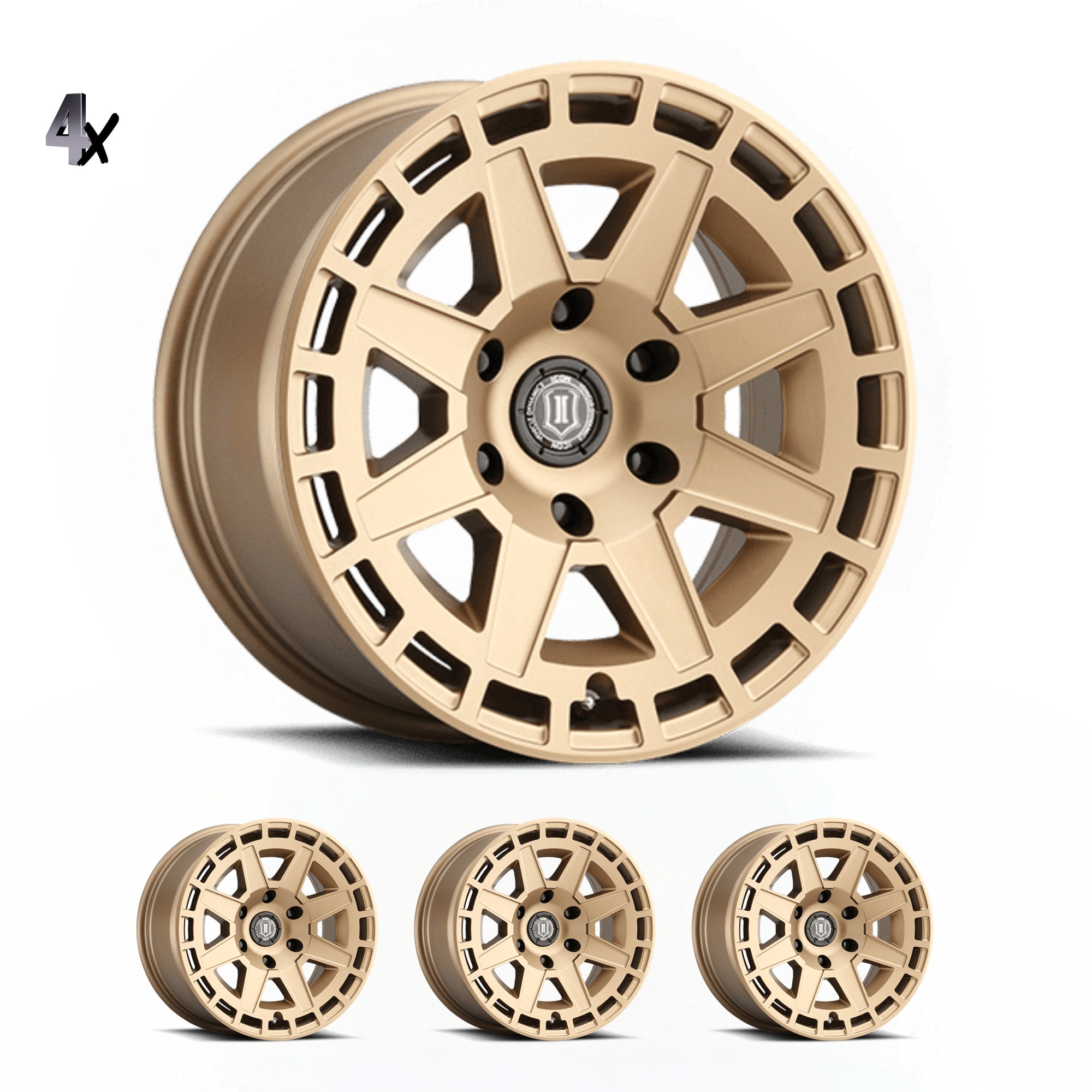 (17×8.50) 4x COMPASS SATIN BRASS 6×5.5″ (0 OFFSET)