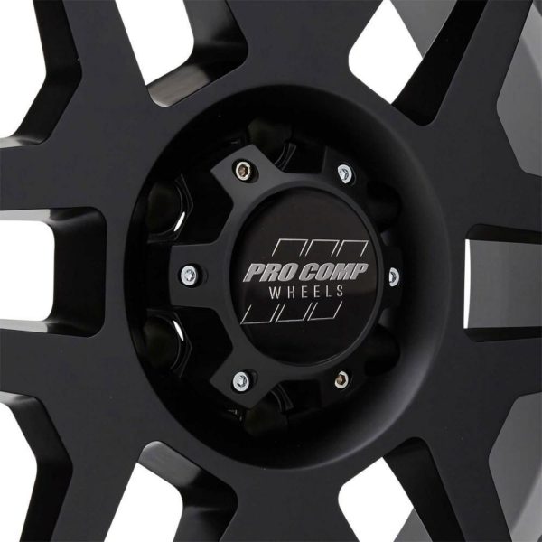 Pro Comp 41 Series Phaser, 17×9 Wheel with 6 on 5.5 Bolt Pattern – Satin Black with Stainless Steel Bolts