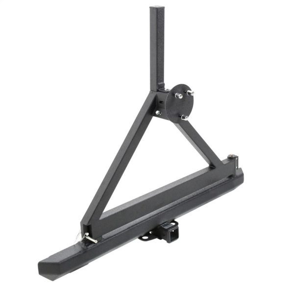 CLASSIC ROCK CRAWLER REAR BUMPER AND TIRE CARRIER WITH RECEIVER HITCH (BLACK)