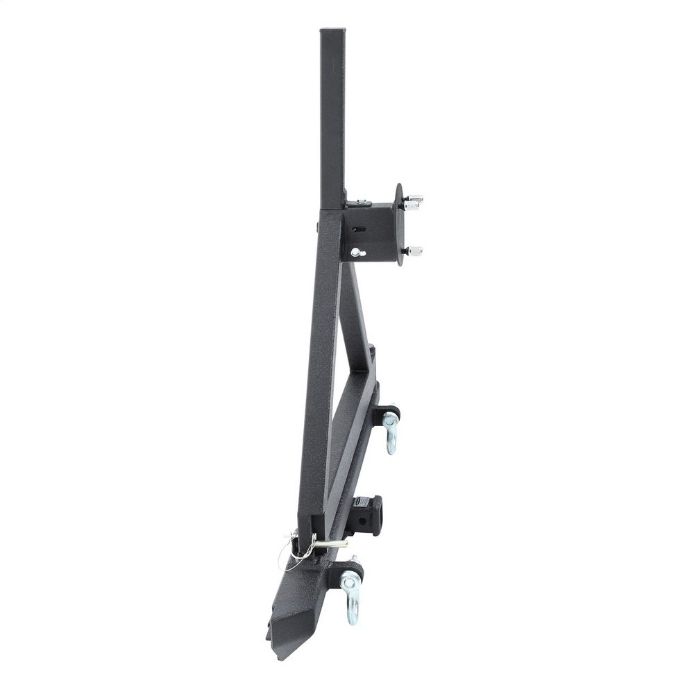 CLASSIC ROCK CRAWLER REAR BUMPER AND TIRE CARRIER WITH RECEIVER HITCH AND D-RING MOUNTS (BLACK)