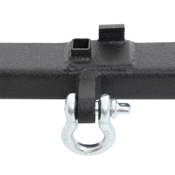 CLASSIC ROCK CRAWLER REAR BUMPER AND TIRE CARRIER WITH RECEIVER HITCH AND D-RING MOUNTS (BLACK)