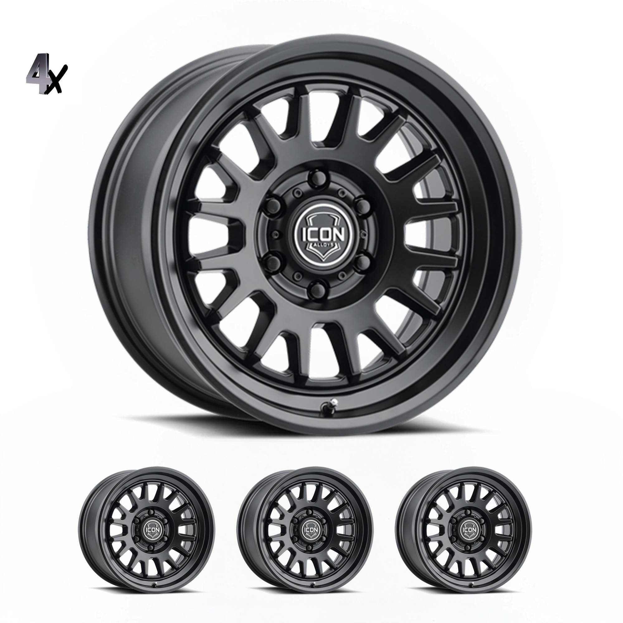(17×8.5) 4x ANZA SATIN BLACK 6×5.5 (0 OFFSET)
