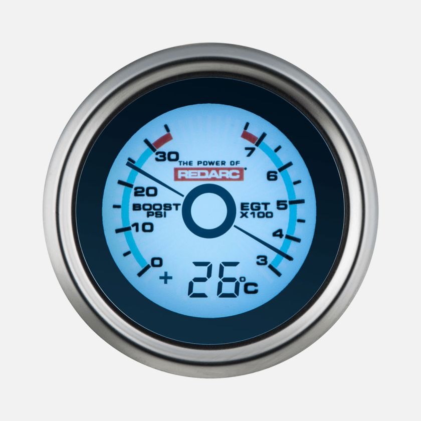 EGT + BOOST PRESSURE GAUGE WITH OPTIONAL TEMPERATURE DISPLAY