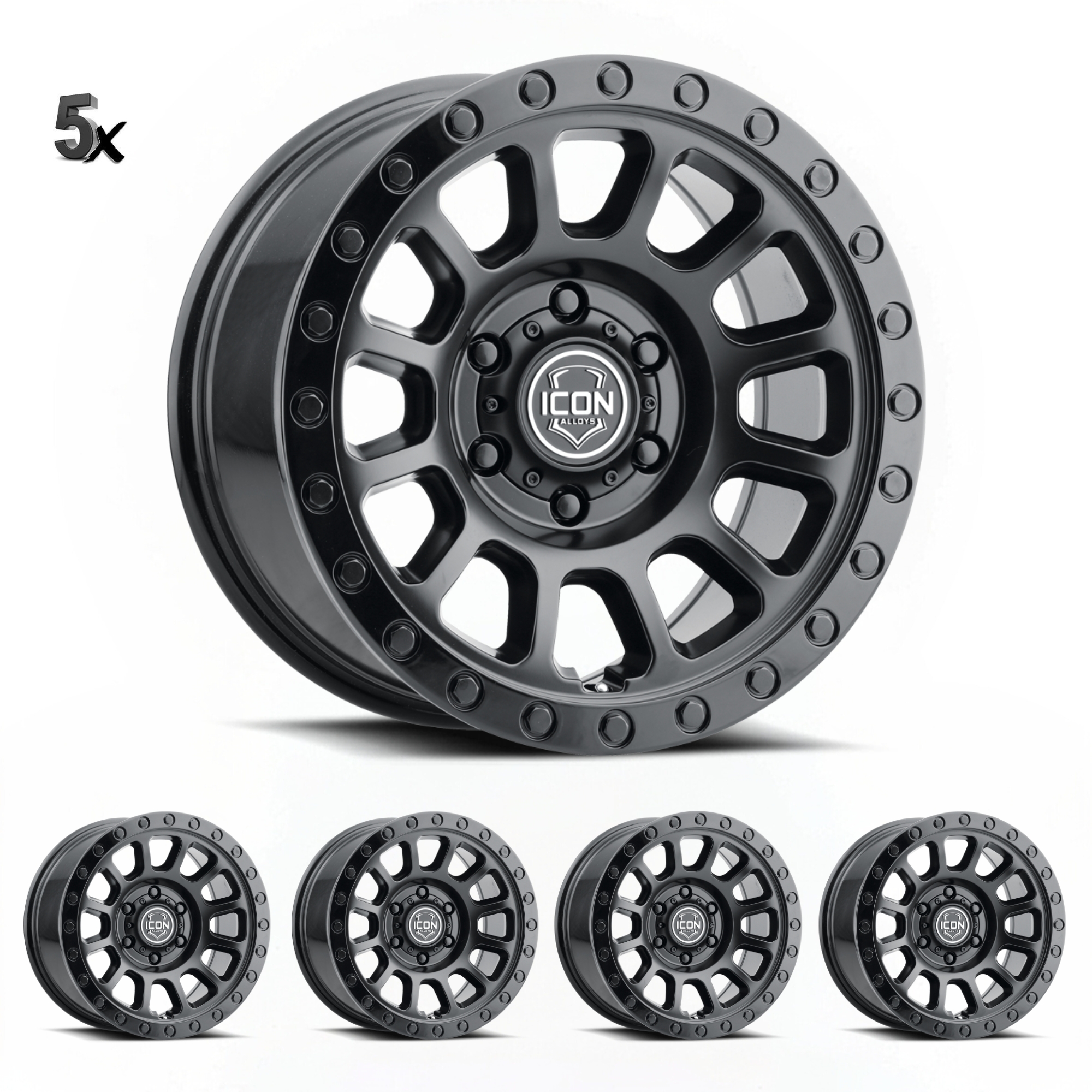 JK/JL/JT (17×8.5) 5x HULSE DBL BLACK 5×5 -6 OFFSET