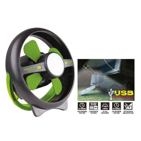 RECHARGEABLE TENT FAN WITH LED LIGHT