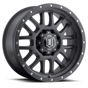 (17×8.50) 4x ALPHA BLACK WITH BLACK RING 6×5.5″ (0 OFFSET)