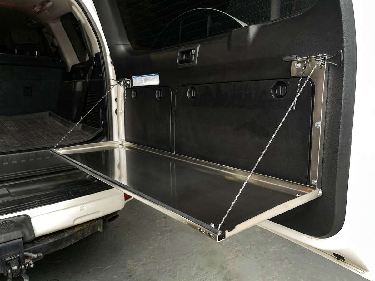 Prado150/GX460 Rear Door Drop Down Table  [Natural Stainless]