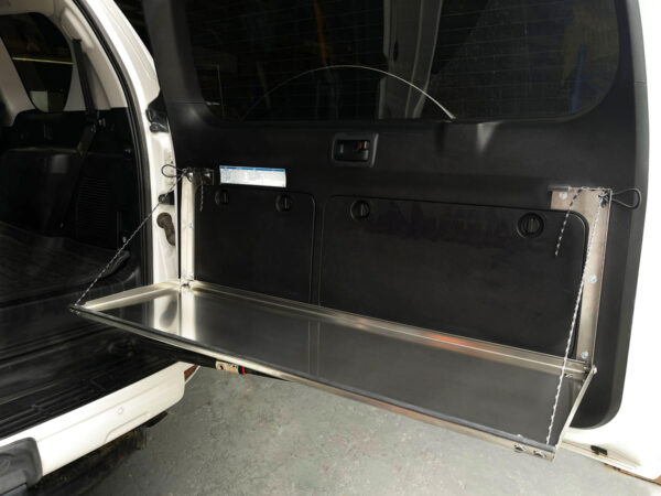 Prado150/GX460 Rear Door Drop Down Table  [Natural Stainless]