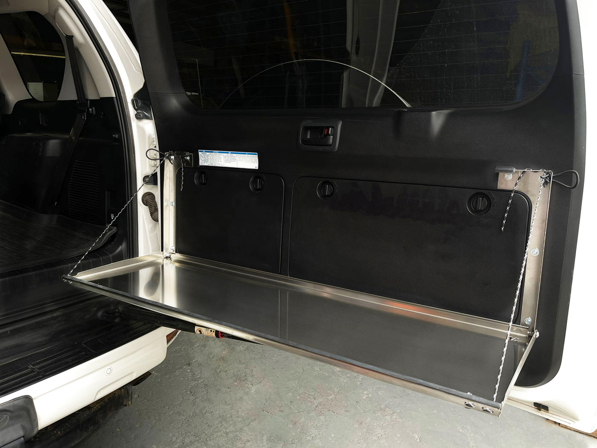 Prado150/GX460 Rear Door Drop Down Table  [Natural Stainless]