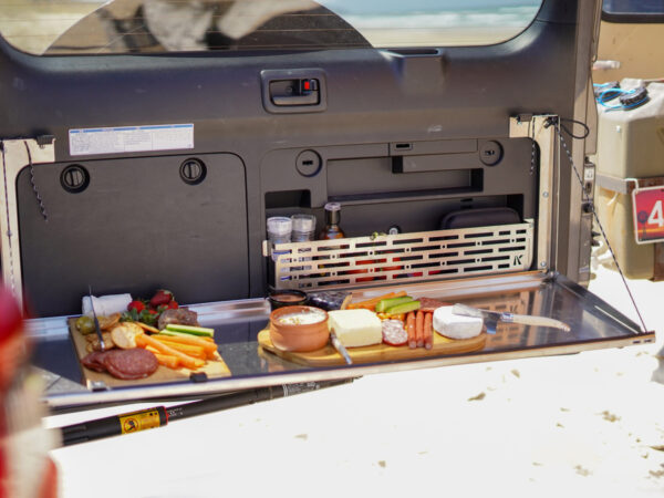 Prado150/GX460 Rear Door Drop Down Table and Cage [Natural Stainless]