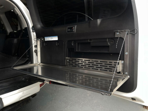 Prado150/GX460 Rear Door Drop Down Table and Cage [Natural Stainless]