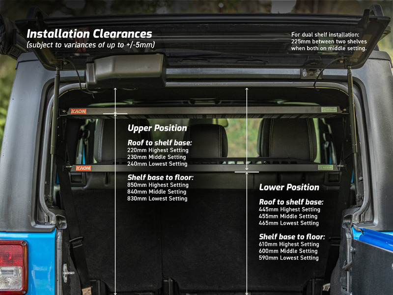 JK 4 Door Standalone Rear Roof Shelf