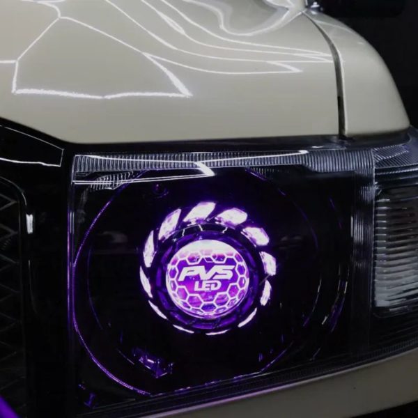 LC70/LC71/LC76/LC78/LC79 Black LED Headlights Coloured Halo + Demon Eyes Clear Lens