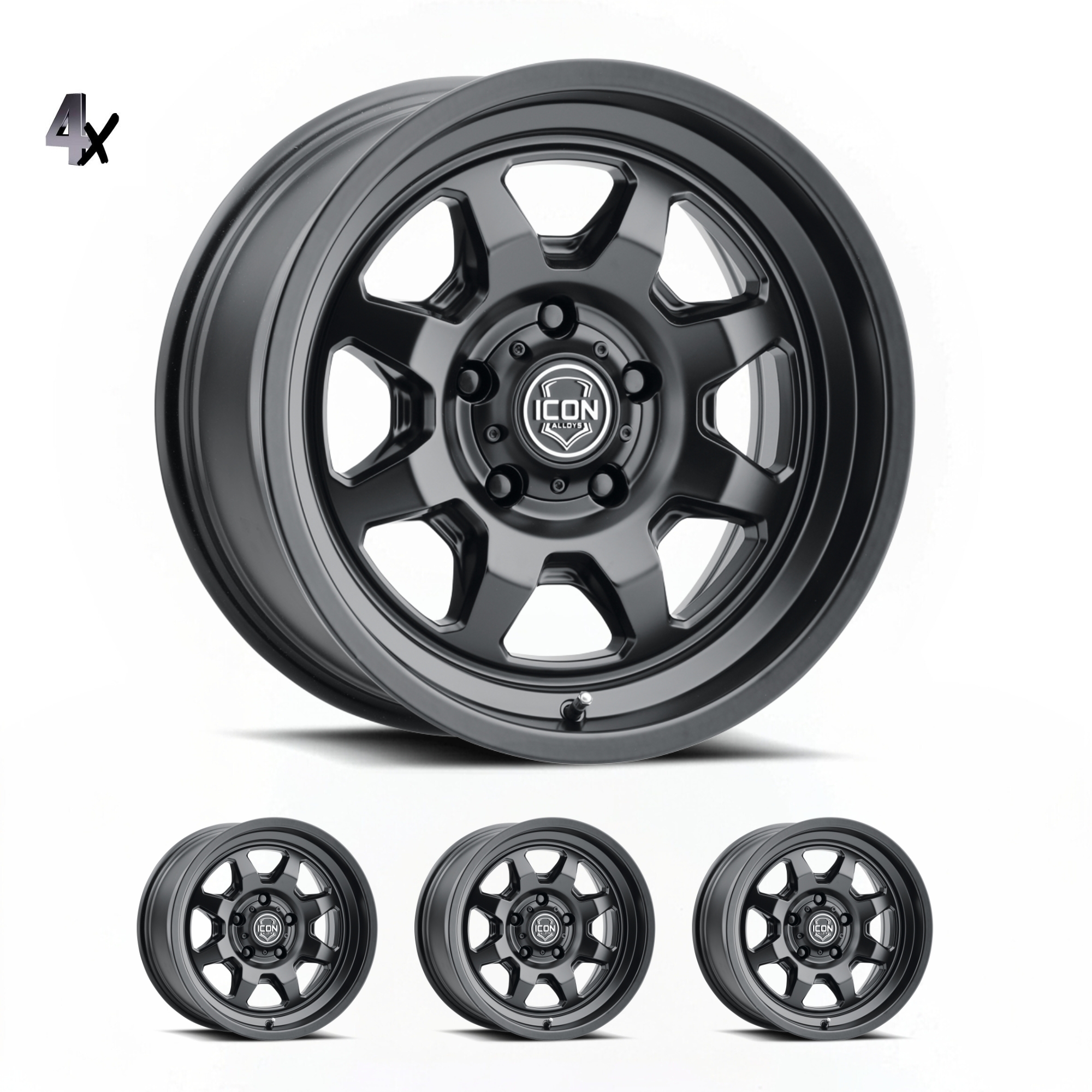 (17×8.5) 4x NUEVO SATIN BLACK 6×5.5 (0 OFFSET)