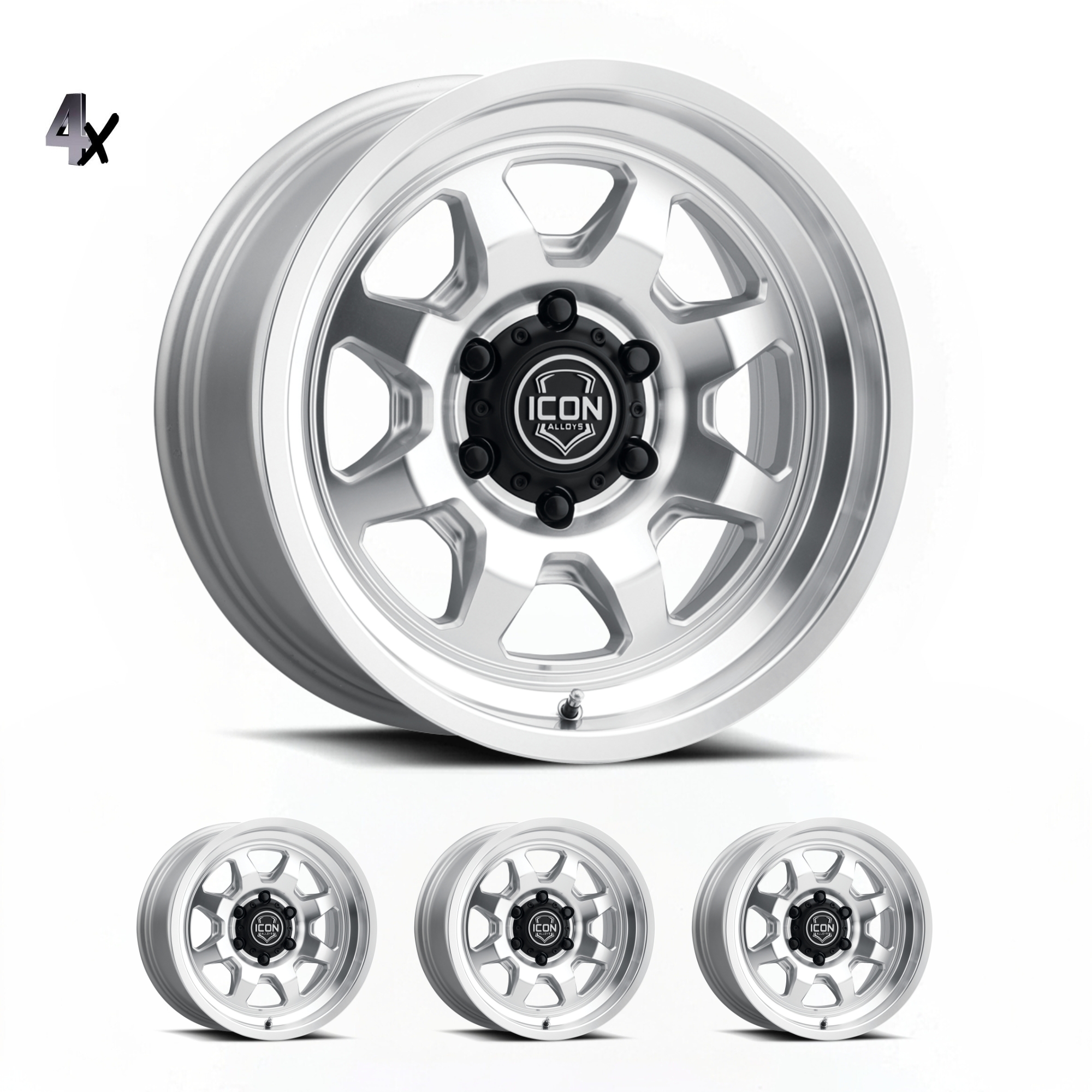 (17×8.5) 4x NUEVO SILVER MACHINED 6×5.5 (0 OFFSET)
