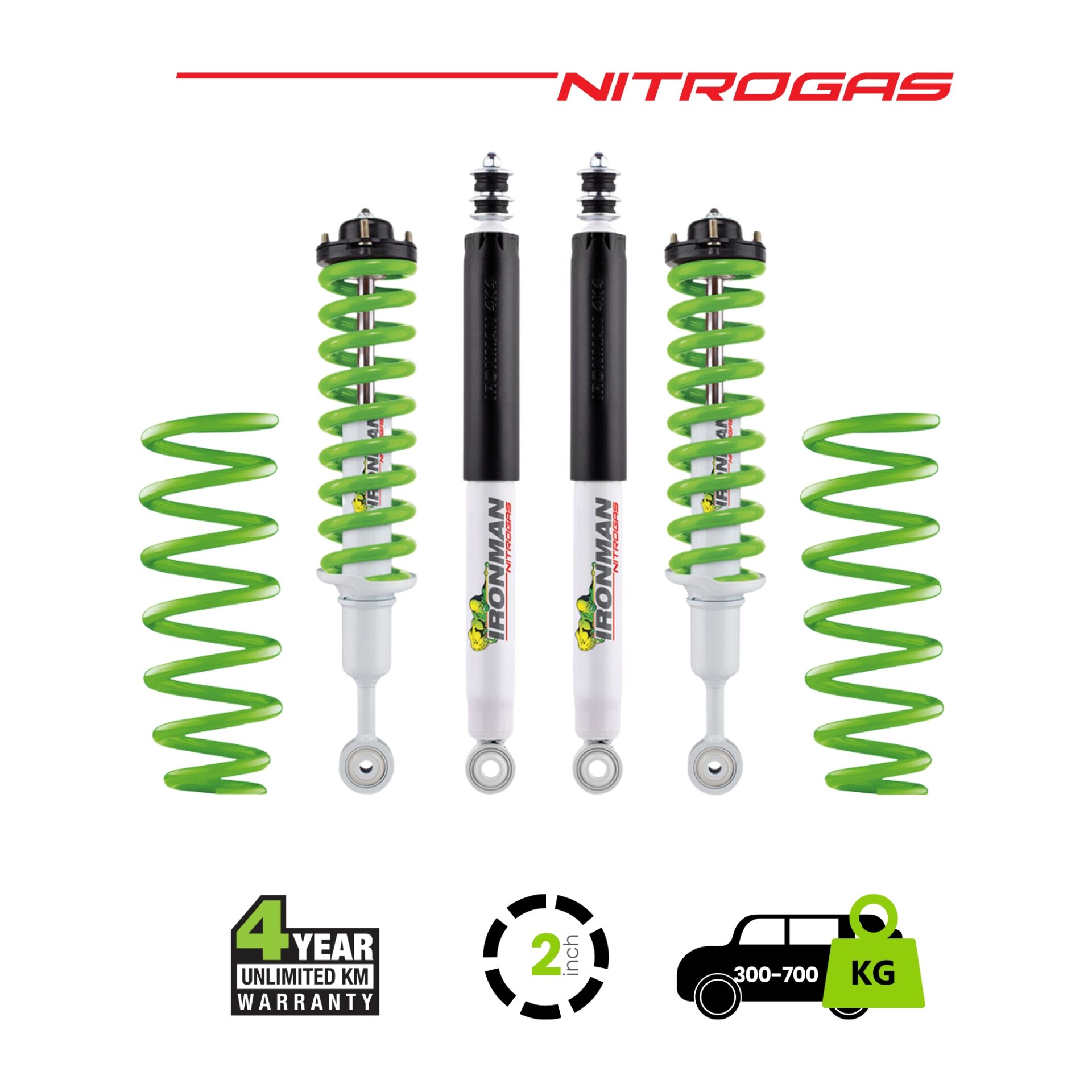 Prado 150  2 Inch Nitrogas Kit – 300-700 Rear Heavy