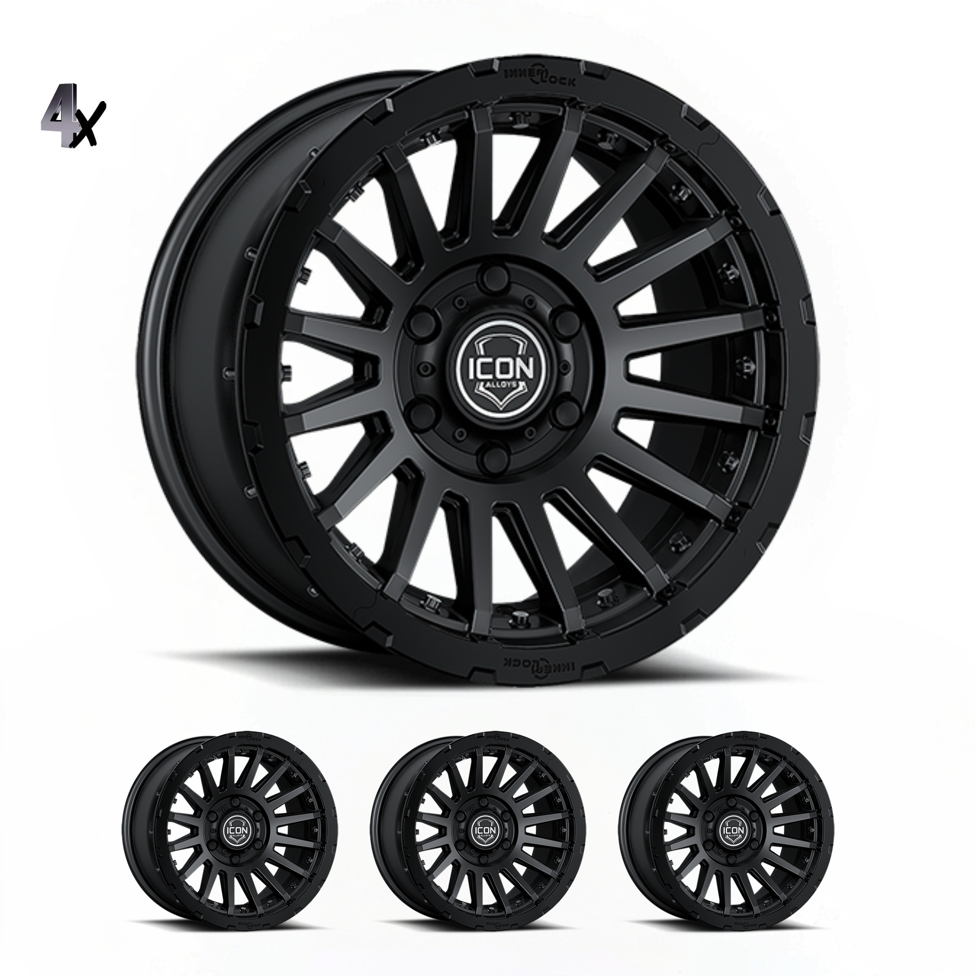 (17×8.5) 4x RECON PRO SATIN BLACK 6×5.5 (0 OFFSET)