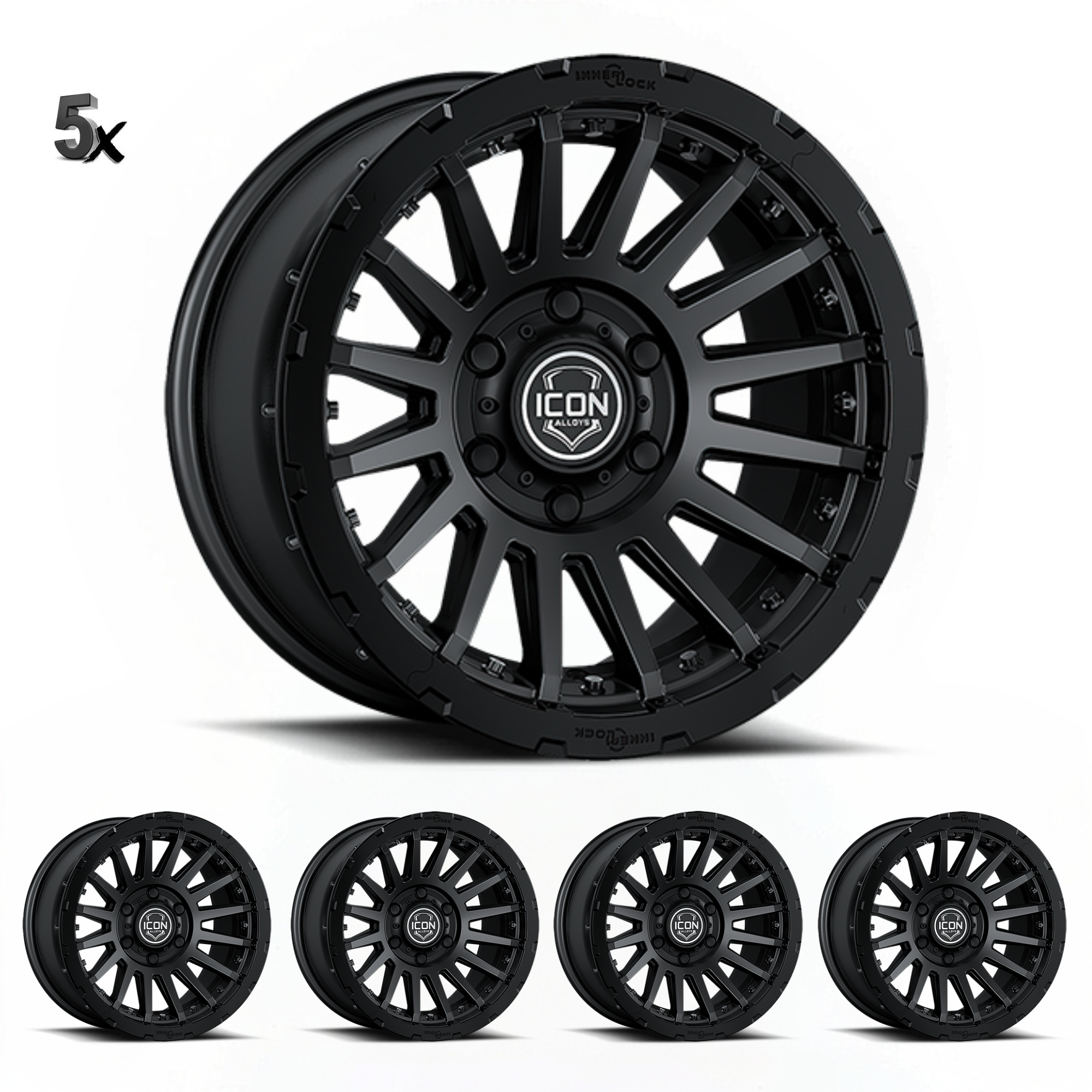 FJ/Prado/GX460/Hilux/Fortuner/4Runner/Pajero/Tacoma (17×8.5) 5x RECON PRO SATIN BLACK 6×5.5 +25 OFFSET