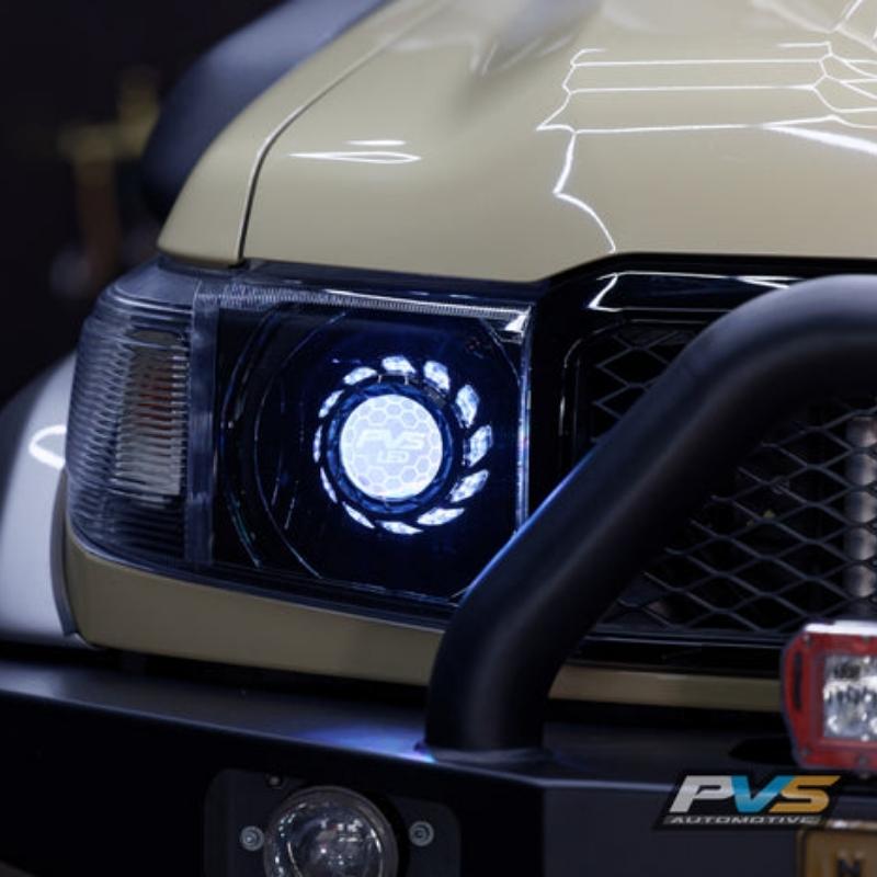 LC70/LC71/LC76/LC78/LC79 Black LED Headlights White Halo Orange Lens