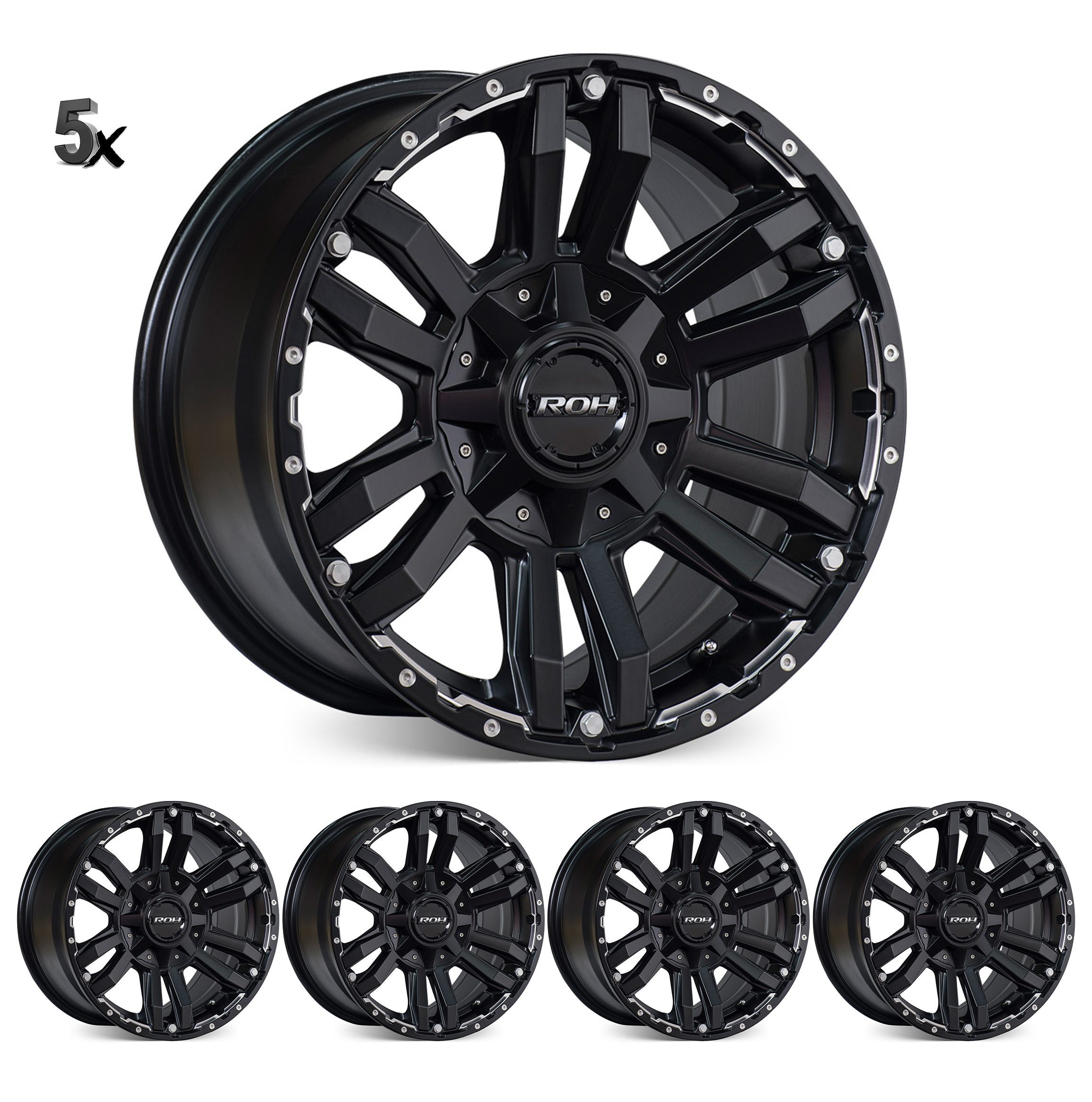 Prado 250 (17X8) 5x MATT BLACK VAPOUR WHEELS (6/139.7) +30 OFFSET