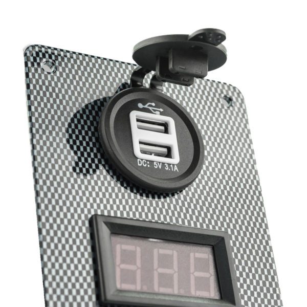 Carbon Switch Panel with USB and Digital Volt Me