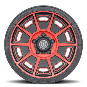 (17×8.50) 4x VICTORY SATIN BLACK WITH RED TINT 6×5.5″ (0 OFFSET)