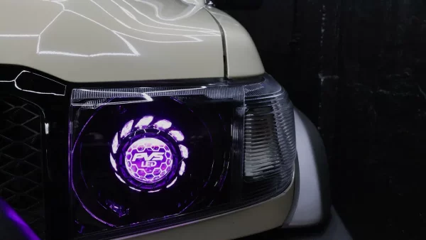 LC70/LC71/LC76/LC78/LC79 Black LED Headlights Coloured Halo + Demon Eyes Clear Lens